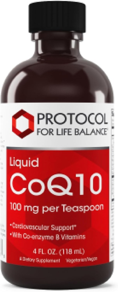 PROTOKÓŁ NA RZECZ ŻYCIA BALANCE Liquid CoQ10 - for Heart Health - Antioksydants Nutritional Supplement - with witaminy B6 & B12 - NAD & D- Ribose - Energy Production - 4 fl oz