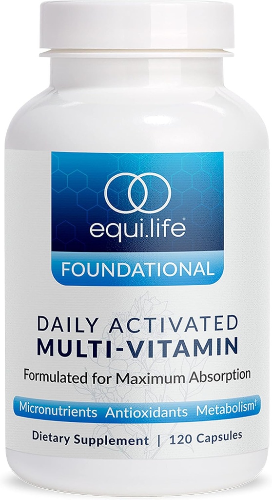 Equilife Daily Activitated Multivitamine, 21 Zasadnicze składniki odżywcze z B Complex, Formuła przeciwutleniacza dla ogólnego Wellness, Gluten- Free, Non-GMO, 120 Kapsułki