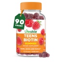 Żywe Nastolatki Biotin 10000mcg Gummie Gummei 124; Witamina B7 Gummea 124; Wegański suplement Biotin Gummei Biotin dla wzrostu włosów, Zdrowa skóra i paznokcie 124; Biotin Witaminy dla Nastolatków 124; 90 Gummeje