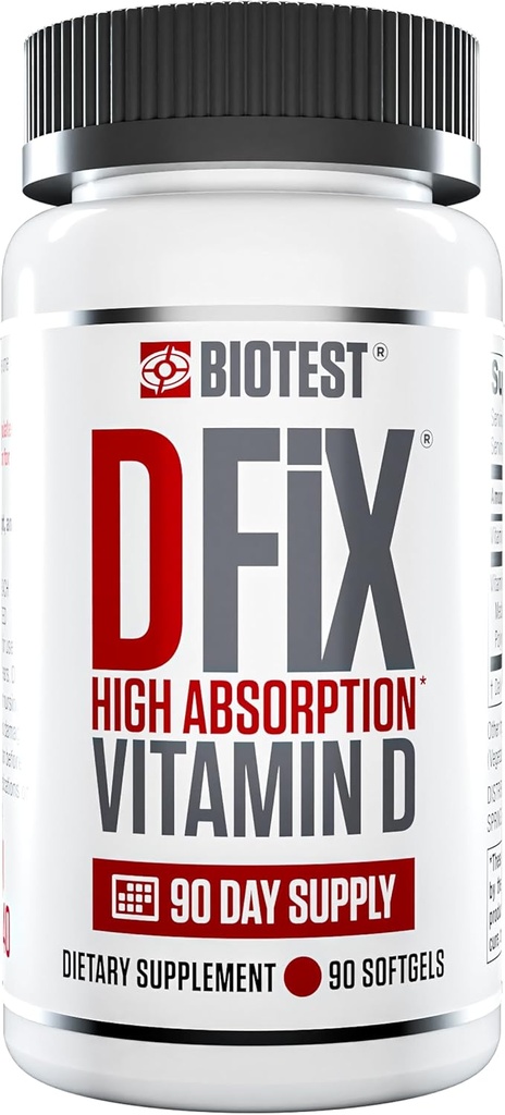 Biotest D Fix - 5000 IU Wysoka absorpcja Witamina D3, 90 Służenie - 90 Softgels