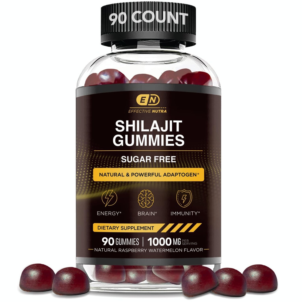 SKUTECZNY NUTRA Shilajit Gummies 1000mg XI124; Pure Shilajit Resin for Energy, Brain & Immunity XI124; Suplement dla mężczyzn i kobiet XI124; Sugar-Free, Vegan, Glatunit Free XI124; Natural Berry Flavor, Made in USA (90ct)