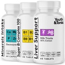 Wsparcie dla wątroby & Przyjemne poranne pigułki do 124; Po suplement strony zestaw z mlekiem Tistle + Electrolytes & B Kompleks Odzyskiwania Witamin 124; Szybka Hydration Mental Focus Więcej energii dla lepszego Ciebie