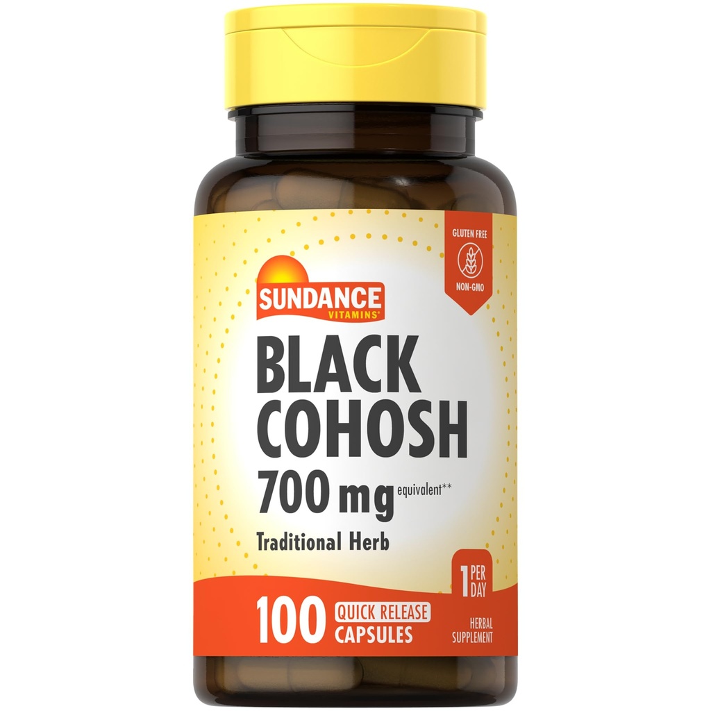 Sundance Black Cohosh 700mg Xiv 124; 100 Quick Release Capsules Xiv 124; Tradycyjny Herb Xiv 124; Non-GMO i Gluten suplement wolny