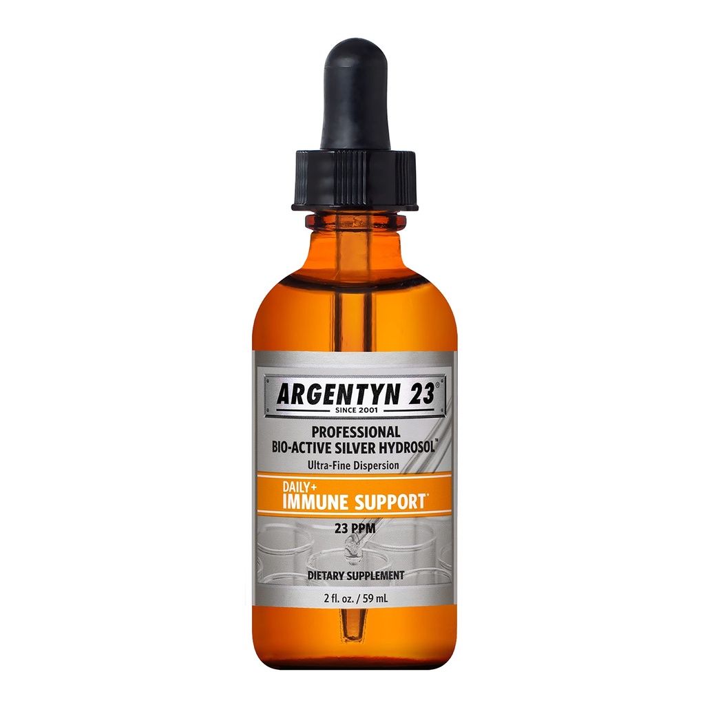 Argentyna 23 Profesjonalne wsparcie immunologiczne - Srebrna koloidalna, Bioaktywna Silver Hydrosol, 23 ppm, Dropper płynny, 2 Fl Oz (59 ml)