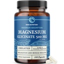 Magnezu Glicynian 500mg ETAP 124; Chelated for High Absorption ETAP 124; Relaks mięśniowy, Kości, Serce, Nerwy, Sleep & Calm Supplement for Women & Men