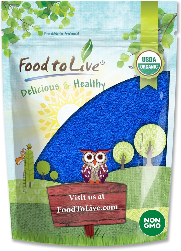 Żywność do życia Organic Blue Spirulina Proszek, 8 Ounces - Non-GMO, Pure Surowy Blue- Green Algae Extract, Wegan, Nie-napromieniowane, Wielki dla soków, Smoothies, Shakes, Drinki i kolorowanie żywności