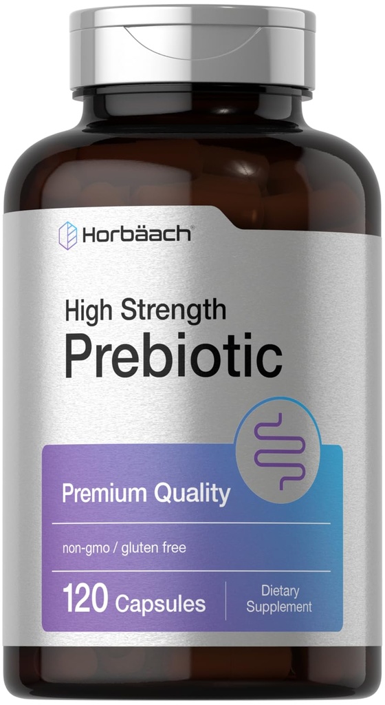 Horbäach Prebiotic dla mężczyzn i kobiet 124; 120 tabletek w proszku 124; Wysoka wytrzymałość & Premium Suplement jakości 124; Non- GMO & Gluten darmowe kapsułki szybkiego uwalniania