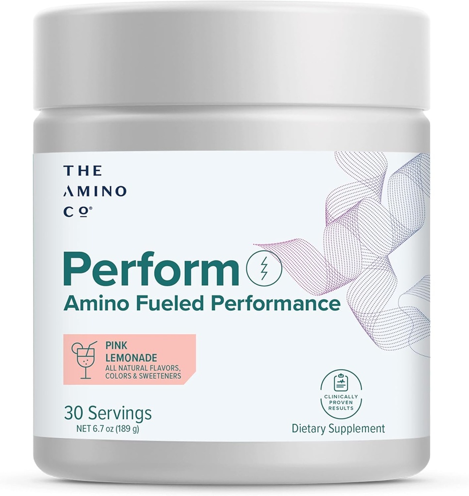 Amino CO - Wykonaj wstępne ćwiczenia w proszku z EAA, Stevii Sweetened Energy Support for Men & Women - Pink Lemonade (6.7 oz)