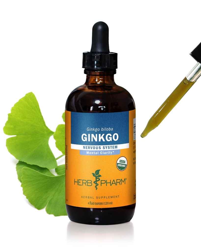 Herb Pharm Certified Organic Ginkgo Liquid Extract for Memory and Concentration - 4 unce