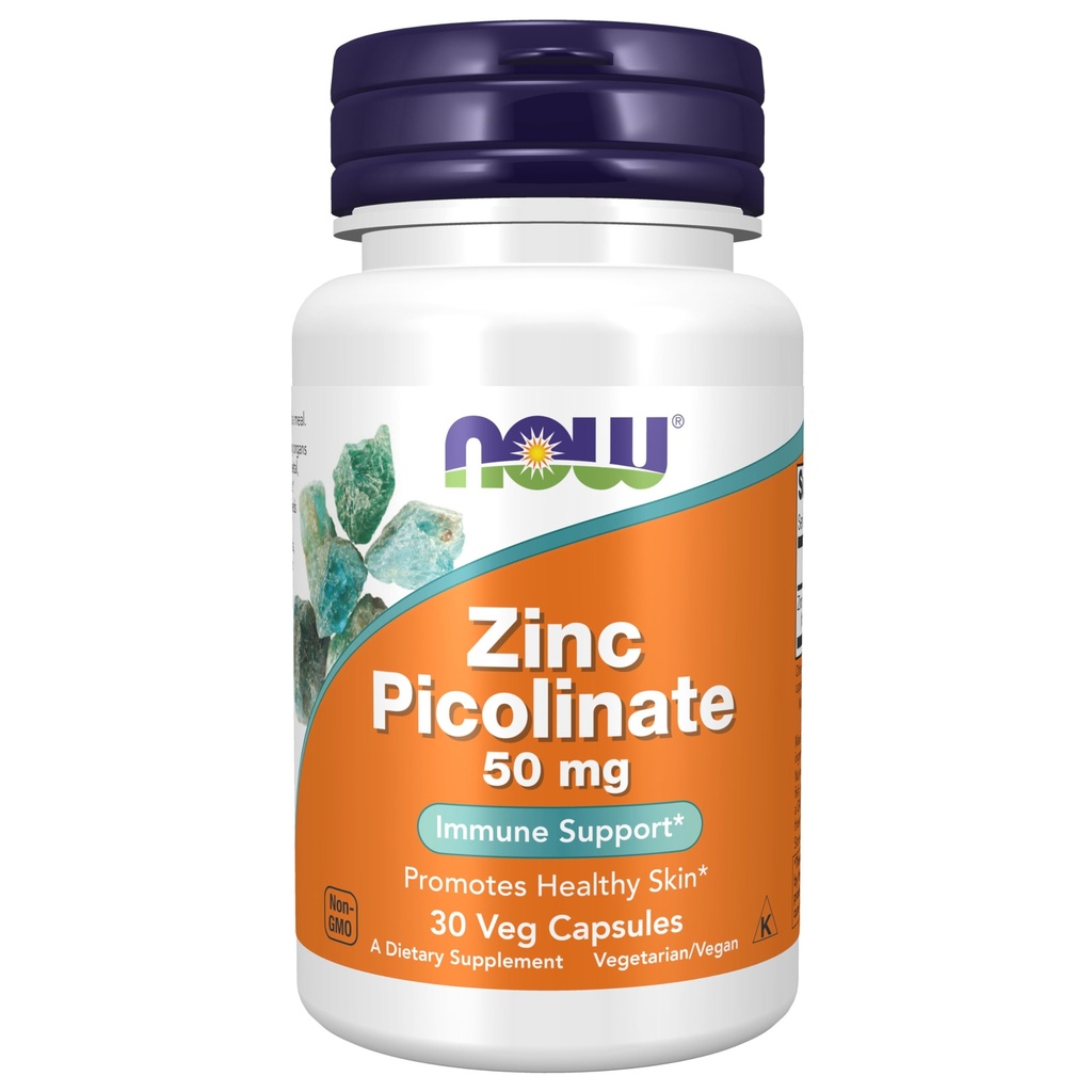Teraz suplementy żywności, Pikolinian cynku 50 mg, Wspomaga funkcje enzymatyczne *, Wsparcie immunologiczne *, 30 Kapsułki Veg