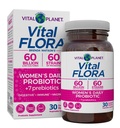 Vital Planet - Vital Flora Women 's Daily Probiotic 60 Billion CFU, 60 Diverse Strains, 7 Organic Prebiotyki, Wsparcie pochwy i immunologiczne, Bloating, Digestive Health Probiotyki dla kobiet 30 Kapsułki