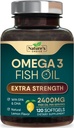 Omega 3 Fish Oil Supplement 2400 mg - Triple Force EPA & DHA Fish Oil Omega 3, Essential Fatty Acids Supplement Softgels, Brain & Heart Health Supplements Supplements, Gluten Free Non-GMO, 120 Softgels