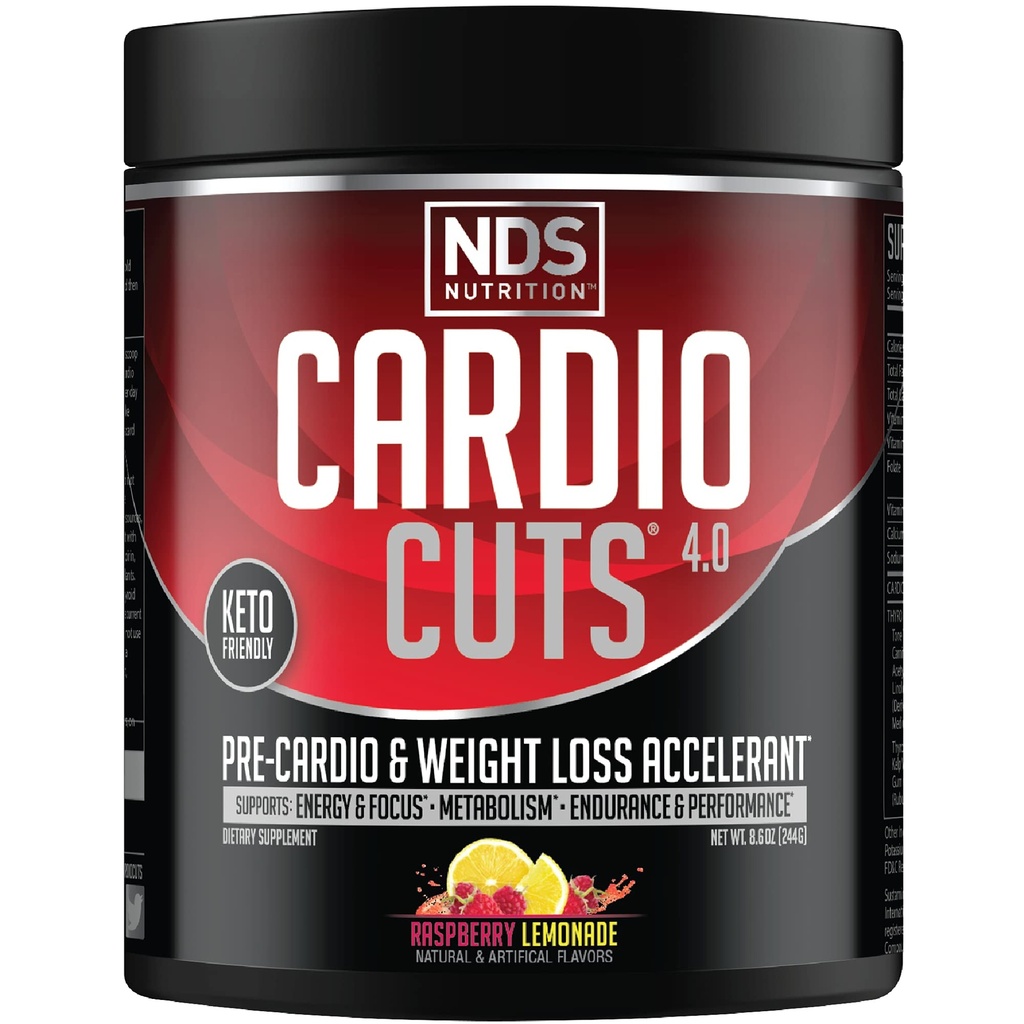 NDS Nutrition 4.0 Pre Workout Supplement - Advanced Weight Loss and Pre Cardio Formula with L- Carnitine, CLA, MCTs, L- Glutamine, and Safflower Oil - Razz Lemonade (40 Servings)