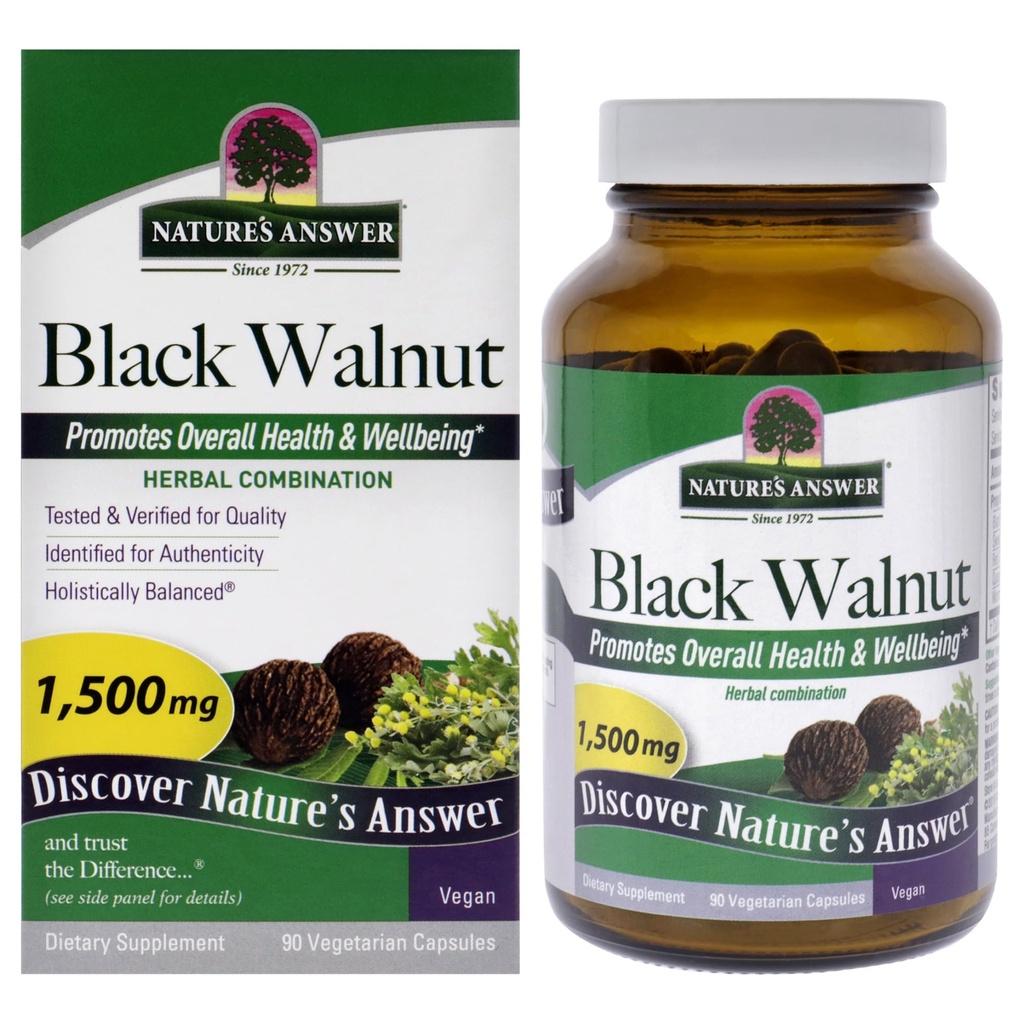 Natural 's Response Black Walnut Complex Vegetarian Kapsułki Proszek, 90- Count Black Walnut 124; Wegan Responsible 124; Non-GMO Black Walnut Wormwood 124; Natural Cleanser Detoxifier Support