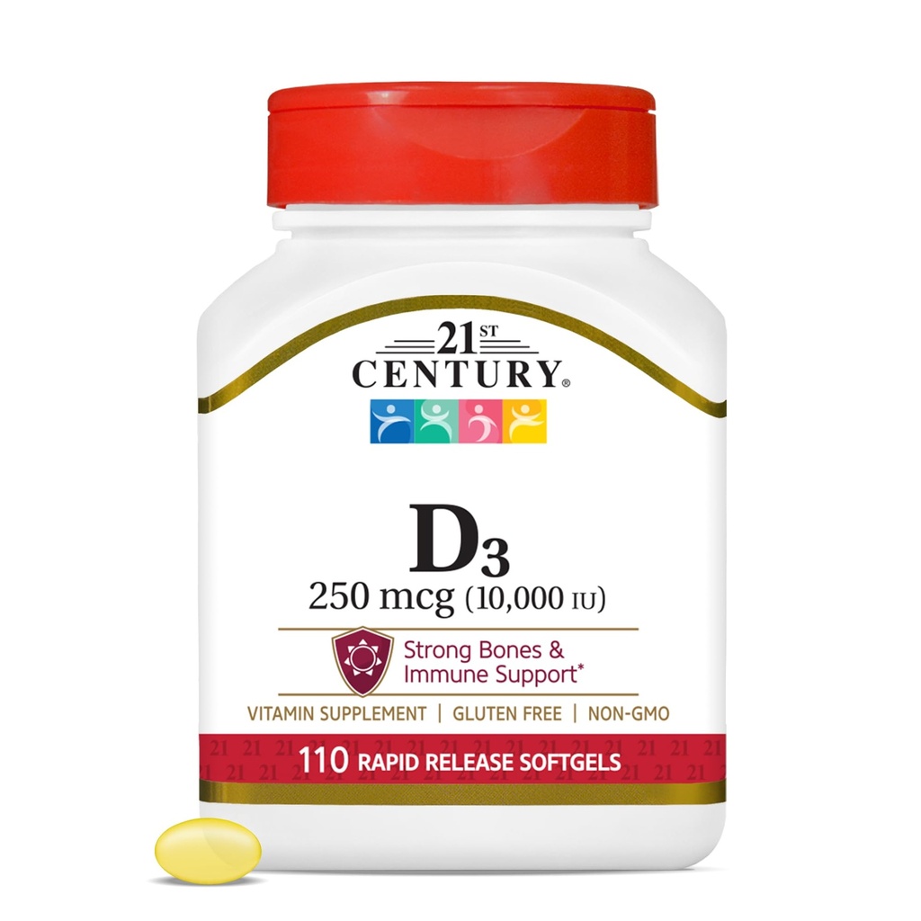 Witamina D3 250 μg (10 000 j. m.) Softgels szybkiego uwalniania, 110