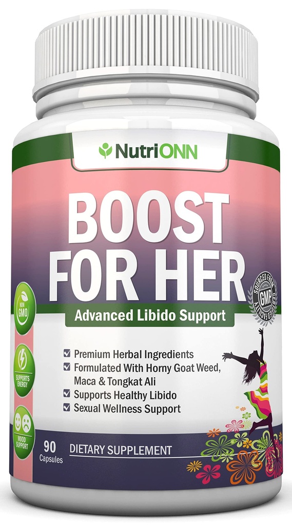 Boost for her Libido Booster For Women - Aktywuje i wzmacnia Libido - Mood & Desire Boost - Non-GMO - All Natural Herbal Aphrodisiac - With Horny Goat Weed, Maca, Tongkat Ali & Tribulus - 90 Kapsułki