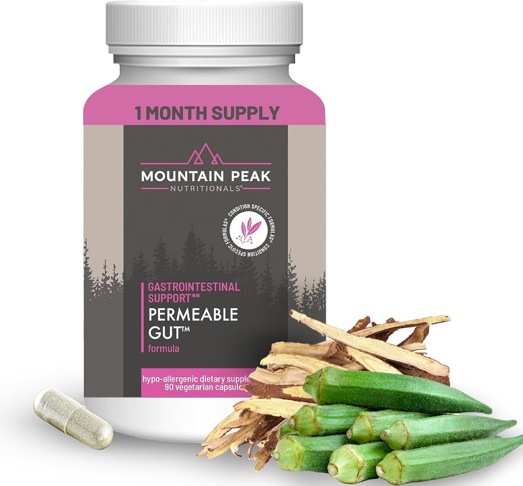 Mountain Peak Nutritionals Permeable Gut Formula - Pomaga chronić jamy brzusznej i jelit Linning - Leaky Gut & Gastro Supplement Supplement - Hypoalergenic Dietetic Supplement (90 Kapsułki wegetariańskie)