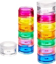 Strona główna Deke - Stackable Pill Organizator (2 Pack), 7 Cotygodniowe Pill Tower z Twist Lock Komory, BPA- Free, Travel Medicine Holder & Vitamina Dispenser, Compact & Przenośny Case, Rainbow Kolorowe