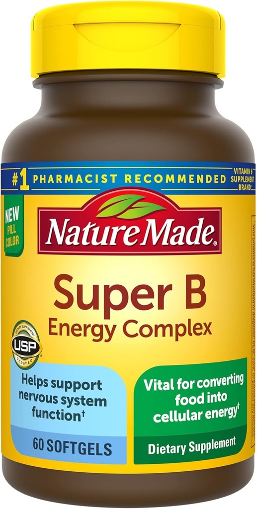 Super B Energy Complex, Suplement diety dla wsparcia funkcji komórek mózgu, 60 Softgelss,...