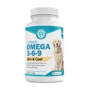 Wanderfound Zwierzęta domowe - Omega 3 Olej rybny dla psów, wędzony łosoś i aromat wątroby, 120 tabletek do żucia