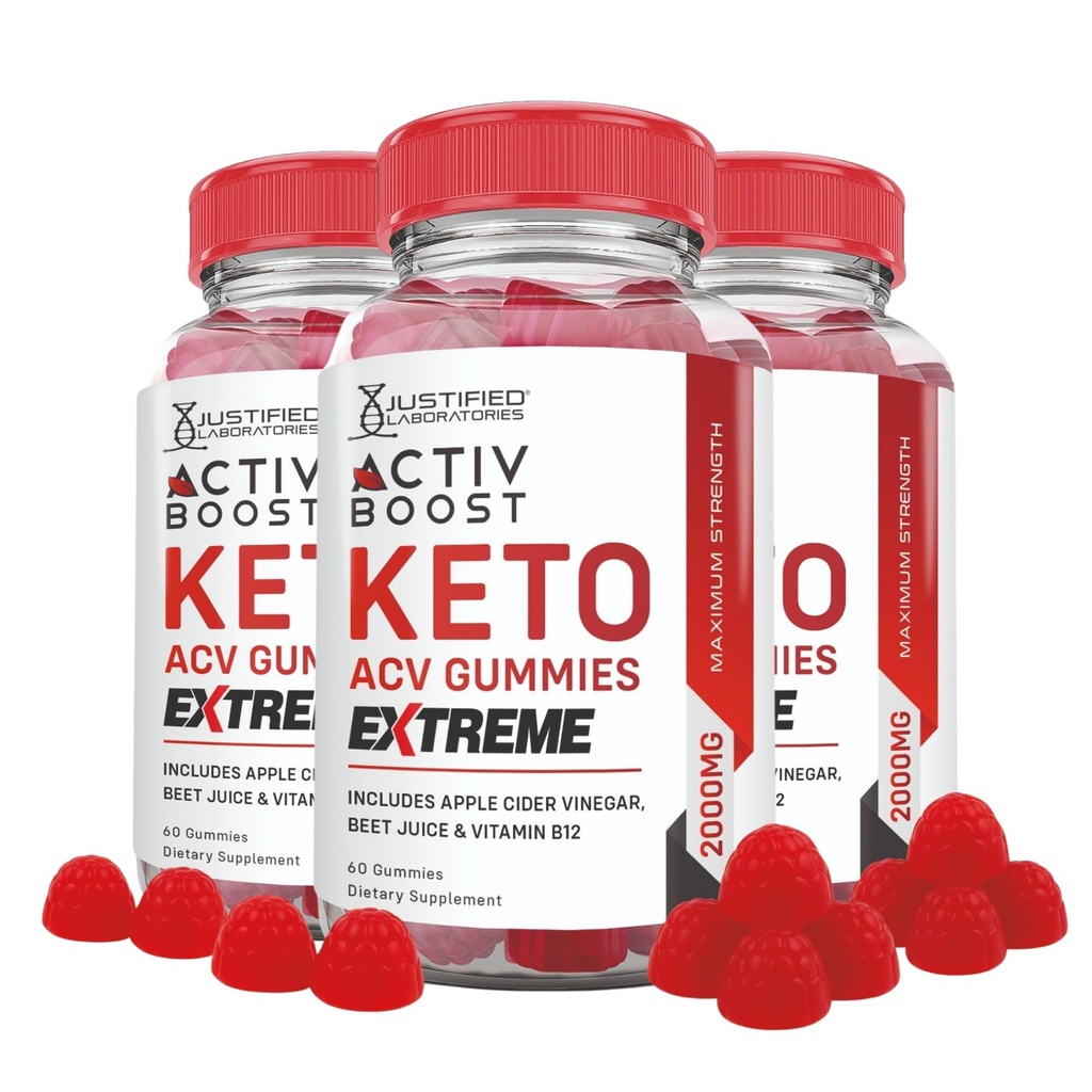 Laboratoria z uzasadnieniem (3 opakowania Activboost Keto Acv Gummies Extreme 2000MG Aktywny boost w postaci proszku z sokiem buraczanym Granatu B12 Vegan Non GMO 180 Gummys