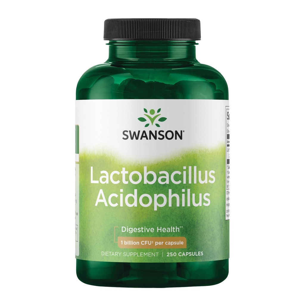 Swanson Lactobacillus Acidophilus Probiotic dla dorosłych Poszukuje Codzienne Poparcie Żywieniowe i Kołęski z 1 Miliard CFU - Acid- Resistant (250 Kapsułek)