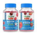 Żywotny Sugar Free Biotin Kids + Preciotic Fiber Kids, Gummies Bundle - Great Desting, Suplement witaminy, Gluten Free, GMO Free, Gummy do żucia