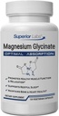 Superior Labs Magnezu Glicynian 1250 mg, Wysoka Wchłanianie, Czysty Non-GMO, Wspomaga jakość snu, Łagodzi skurcze mięśni, Bone & Heart Health, 120 Czapki Veg