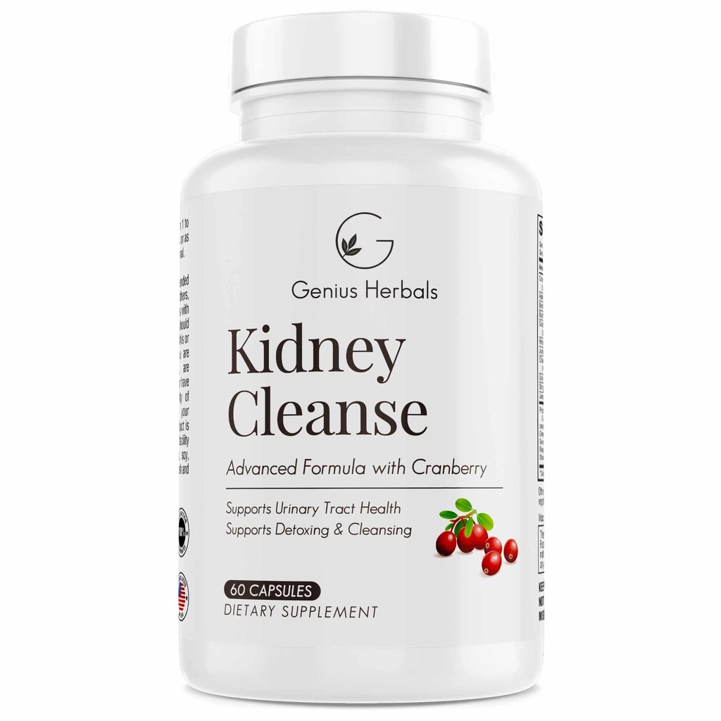 Nerki Cleanse Advanced Formuła z Cranberry Extract, Nerki, Trakt moczowy & Detox pęcherza i Cleanse - 60 Kapsułki