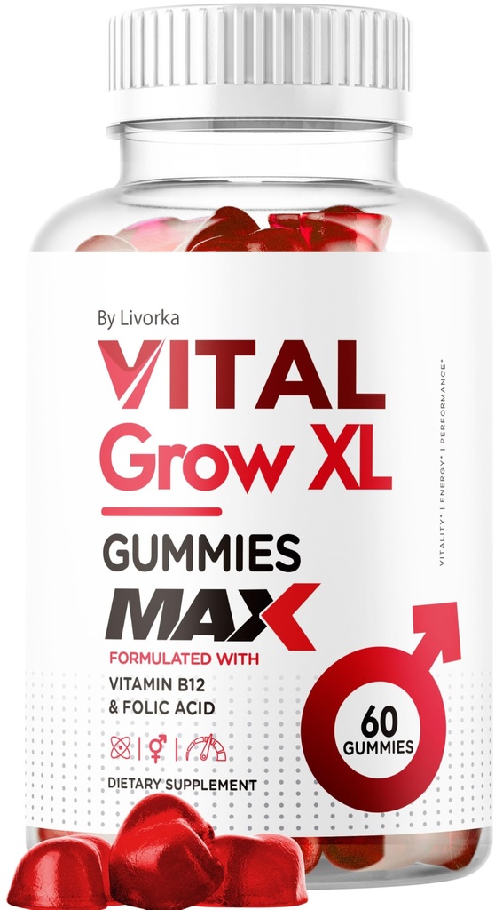 Vital Grow XL Mężczyzna Gummies - Męskie Gummies Performance 1050MG Vital GrowXL mieszanka, Vital Gummy Gummy Advanced Formuła, 60 Gummies za 1 miesiąc