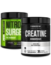 Jacked Factory NITROSURGE PreWorkout Supplement (Grape, 30 Servings) & Proszek jednowodny kreatora (Unflavored, 30 Servings)