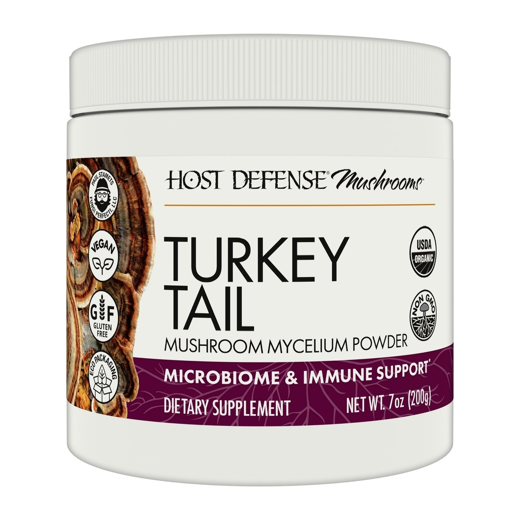 Defense host indyk Tail Mushroom Powder - Digestive Health & Immune Response Supplement - Mushroom Supplement for Gastrosole & Gut Microbiome Support - 7 oz (133 Servings) *