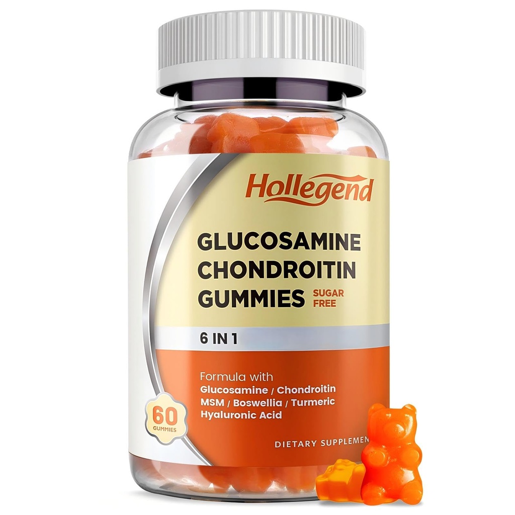 Glukozamina Gummie Chondroitin Sugar Free, Gummie Suplementy dla dorosłych Mężczyźni i kobiety, 60 Hrabia