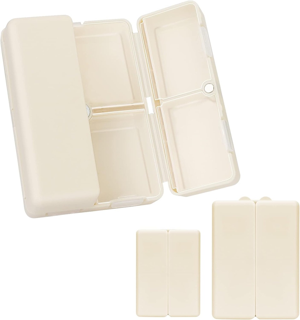 FYF 2 szt. Codzienne Pill Organizator, 7 Komory Przenośne Pill Case Travel Pill Organizator, [Projekt składany] Pill Box for Purse Pocket to Hold Vitamins, Cod Liver Oil, Suplementy i Medicination- White