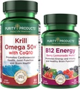 Czystość Zestaw - Kryl Omega 50 + z CoQ10 + B- 12 Roztop energetyczny - Kryl Omega 50 + z CoQ10 (Olej krylowy, olej rybny, CoQ10, Witamina D) B- 12 Roztop Berry (Metylokobalamina B12 + B6 + D3 + Więcej)