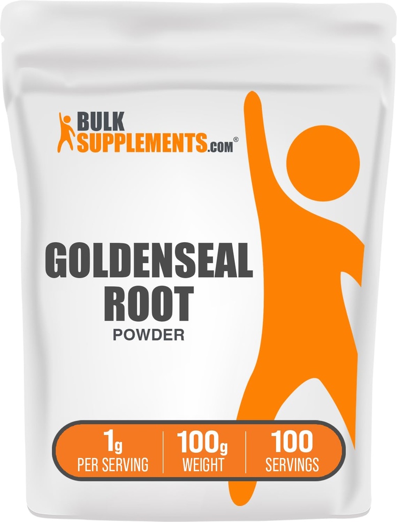 BulkSupplements.com Goldenseal Powder - Herbal Supplement, Sourced from Goldenseal Root - Vegan & Gluten Free, 1 g per Serving, 100g (3.5 oz) (Opakowanie po 1)
