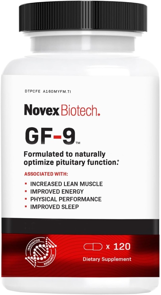 Novex Biotech GF- 9 - HGH suplement wzmacniający dla mężczyzn - Kompleks treningowy dla mężczyzn - Support Energy, Endurance, Sleep, 120 Ct (30- Day Supply)
