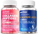 Zhydrolizowany Kolagen Peptydy Pigułki + Liposomal Wapnia AKG Suplement 1500mg