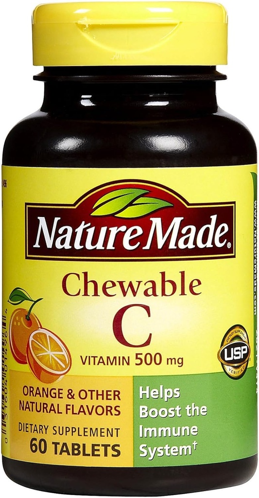 Przyroda Witamina C 500 mg Tabletki do żucia, Pomarańcza 60 ea (Opakowanie po 4)