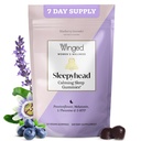 Winged Wellness Sleepyhead Natural Sleep Gummies for Women - Pomoc na sen dla dorosłych z 3 mg Melatoniny, L- Theanine, 5- HTP - Natural Gummy Supplement - Blueberry Lavender, 14 Vegan Gummies