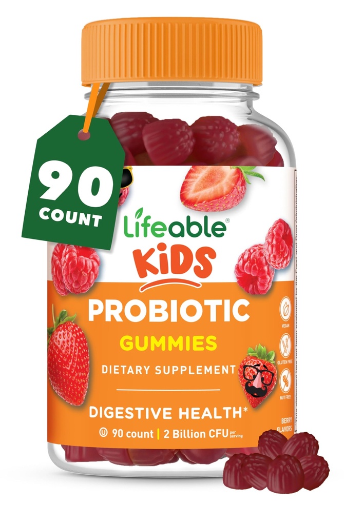 Probiotyki dla dzieci Gummie 124; 2 Billion CFU 124; Great Tasting Kids Probiotic Gummies 124; dla Gut Health, Digestive Support i Immune Support 124; 90 Probiotic Gummies for Kids and Toddlers