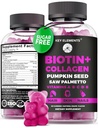 Włosy Skóra i paznokcie 10000mcg Gummies & Gummies Collagen - Biotin Witaminy do włosów wzrostu Dynia Nasienie oleju, Saw Palmetto Extract & Vitamin A B6 C D E - Biotin i suplementy Collagen