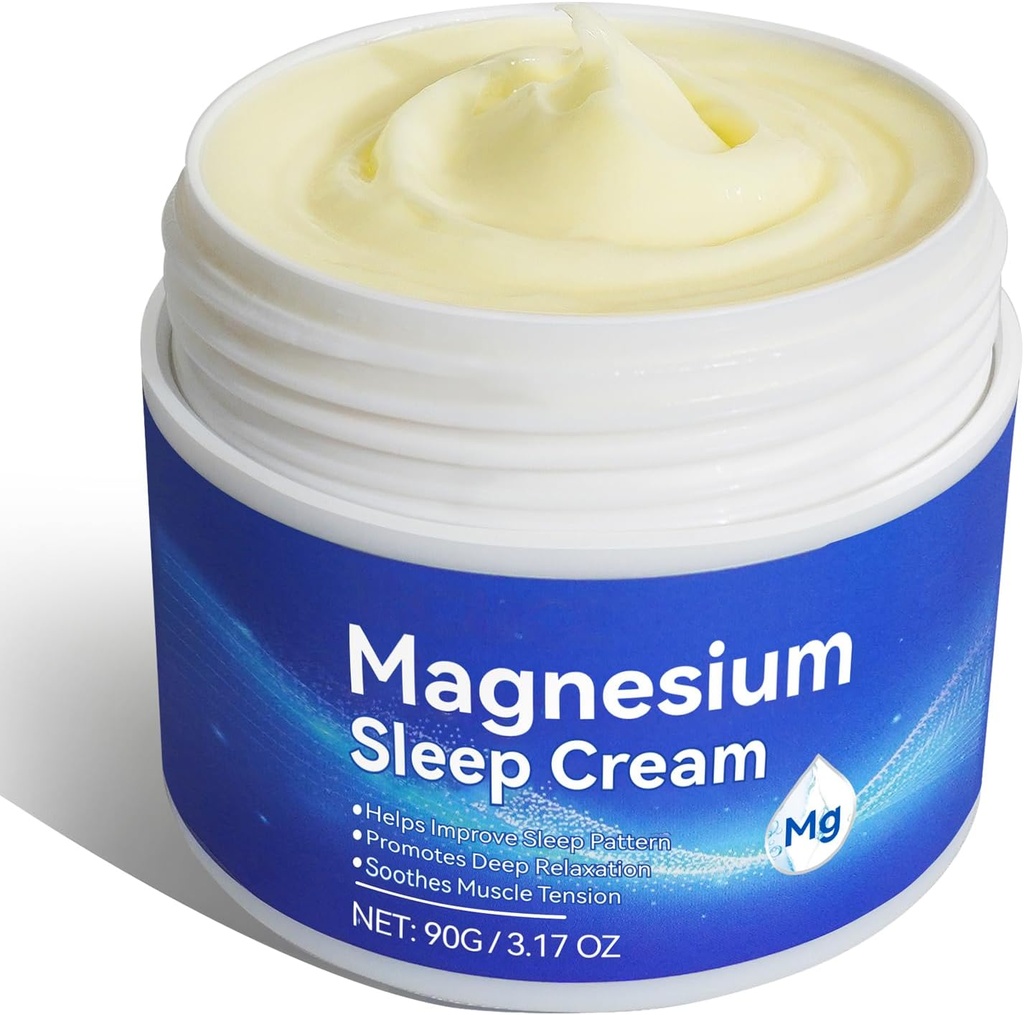 krem magnezowy, olej magnezowy, krem magnezowy na sen, stopy, koi napięcie mięśni, balsam magnezowy na relaks, 3.17oz
