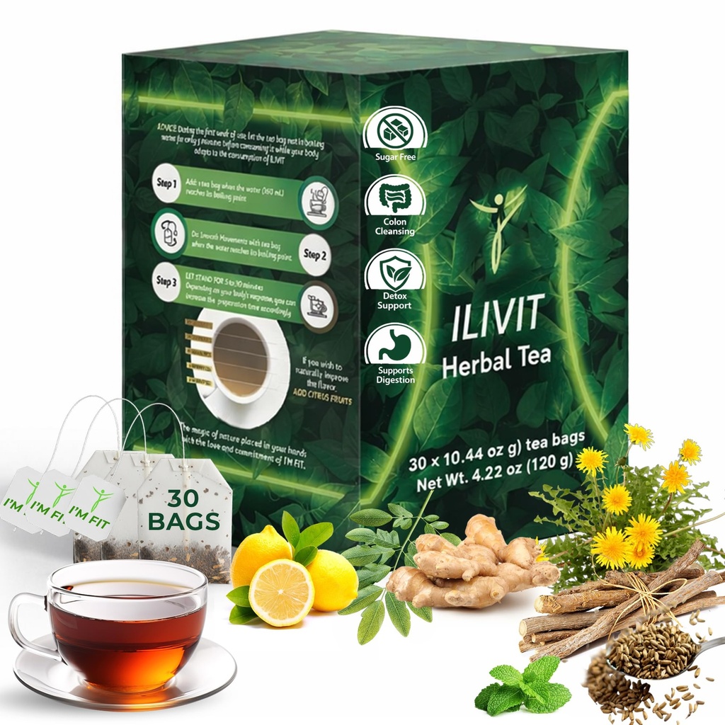 Ilivit Organic Colon Cleanser & Detox Herbata 124; Colon Cleanse 124; Cleansing Tea For Bloating Relief 124; 30 Torby