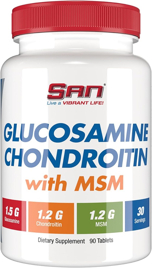 SAN Premium Glukozamina Chondroitin z kompleksem MSM dla wspólnego wsparcia - Naturalna formuła dla zdrowych połączeń i mobilności. 30 Służenie