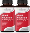LifeSeasons Blood Nourish- R - Suplement żelaza - Nie zaparcia - Wspiera niedokrwistość, Zmęczenie, Paleness & Zawroty głowy - Blood Building - Żelazko, Alfa, Malina i Witamina B- 12- 60 Kapsułki (Opakowanie 2)