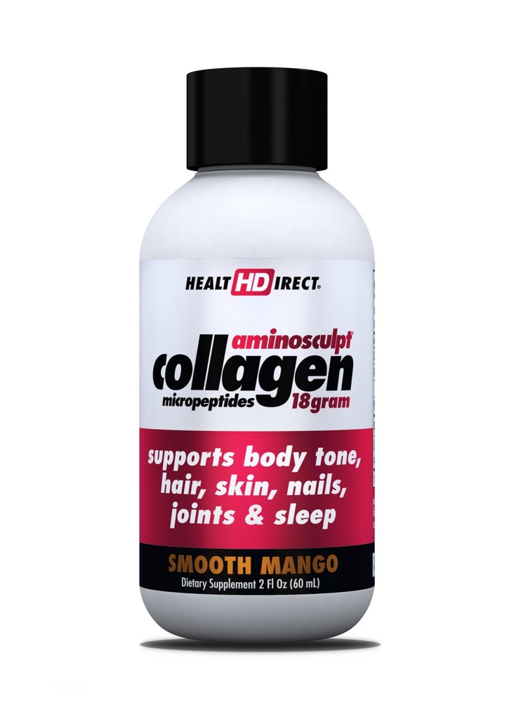 ZDROWIE DIRECT - Medical- Grade Liquid Collagen Shots - AminoSculpt Sugar- Free - Gładki Mango - 12 Służenia, (12pk, 2oz Shots) - Dobre dla joints, Kości, & Sen - Lepsze włosy, Skóra i paznokcie