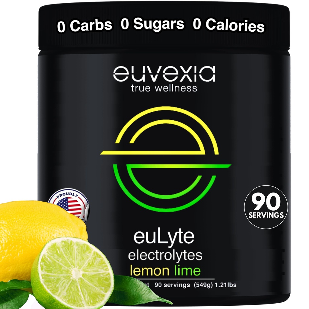 Dr Ekberg euLyte Instant Hydration Electrolytes Proszek Zero Cukier Carb Calorie Lemon Lime Drink Mix • 80 + Minerały Magnezu Potasu Wapnia Minerały • Post Keto Stewia • 90 Służenie