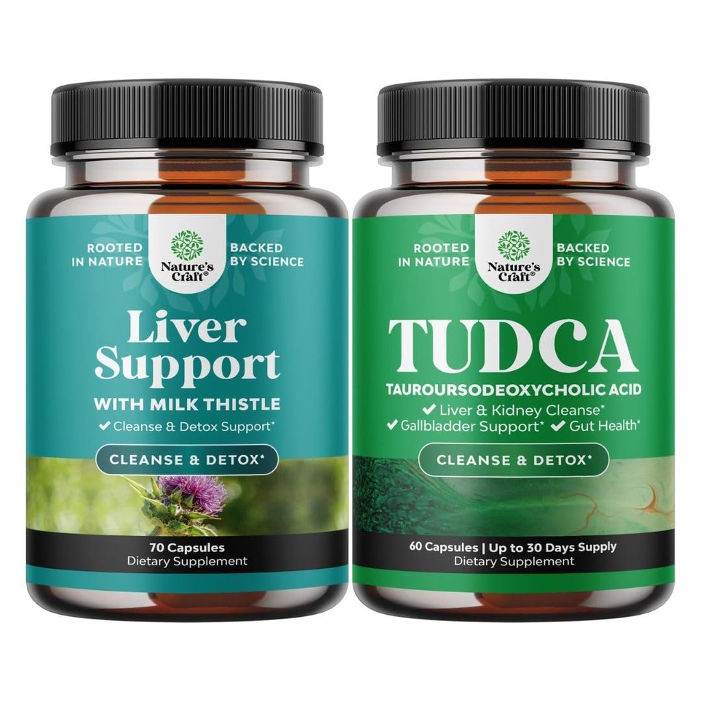 Zestaw do detoksykacji i naprawy wątroby oraz zaawansowany suplement do wsparcia czynności wątroby TUDCA - z mlekiem Thistle Dandelion Root Turmeric i ekstrakt z karczocha - dodatkowa siła TUDCA 500mg Bile Salts