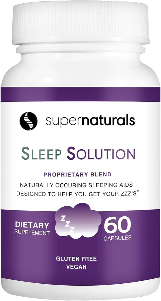 Health Sleep Solution, Suplement Sen dla dorosłych, Magnezu i Melatoniny dla Sen zapewnia naturalne wsparcie snu, Wegan Składniki, Gluten- Free suplement Sen magnezu, 60 Kapsułki